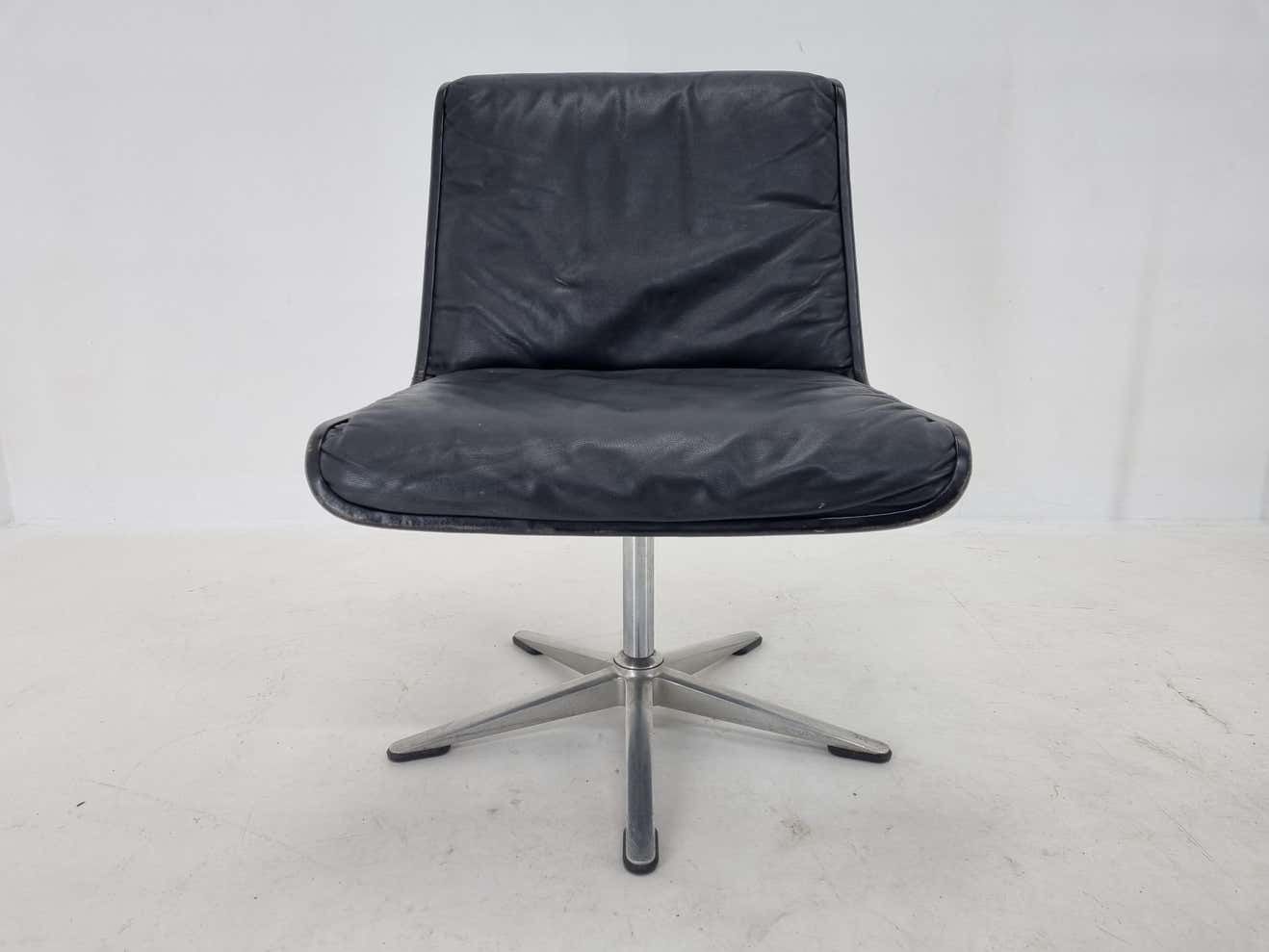 Mid Century Leather Desk Chair Delta Wilkhahn, 1970s photo for sale