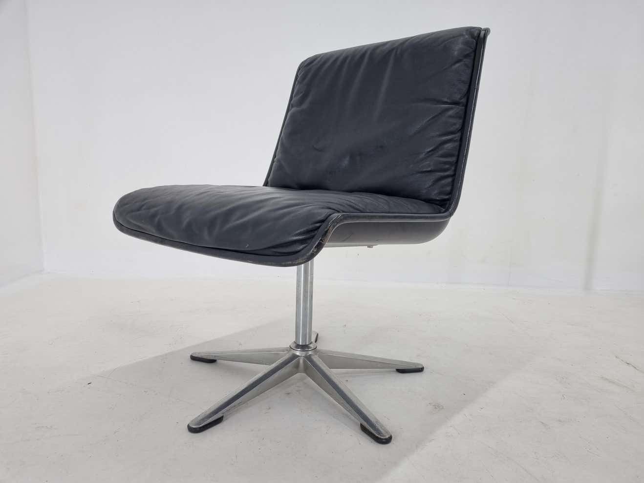 Mid Century Leather Desk Chair Delta Wilkhahn, 1970s photo Furniture
