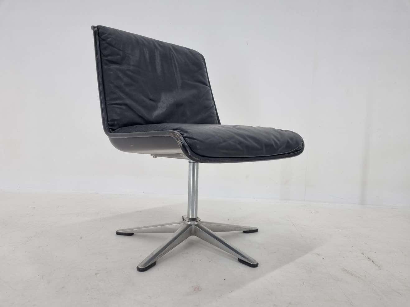 Mid Century Leather Desk Chair Delta Wilkhahn, 1970s photo vintage