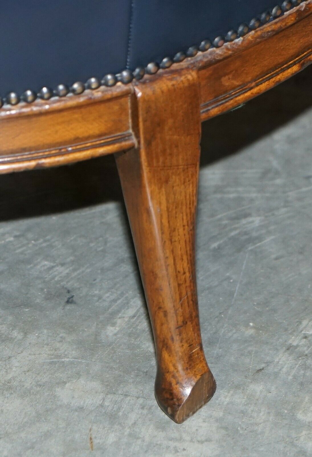 photo for sale Antique Regency Circa 1810 1820 Claw & Ball Oak Framed Blue Leather Armchair