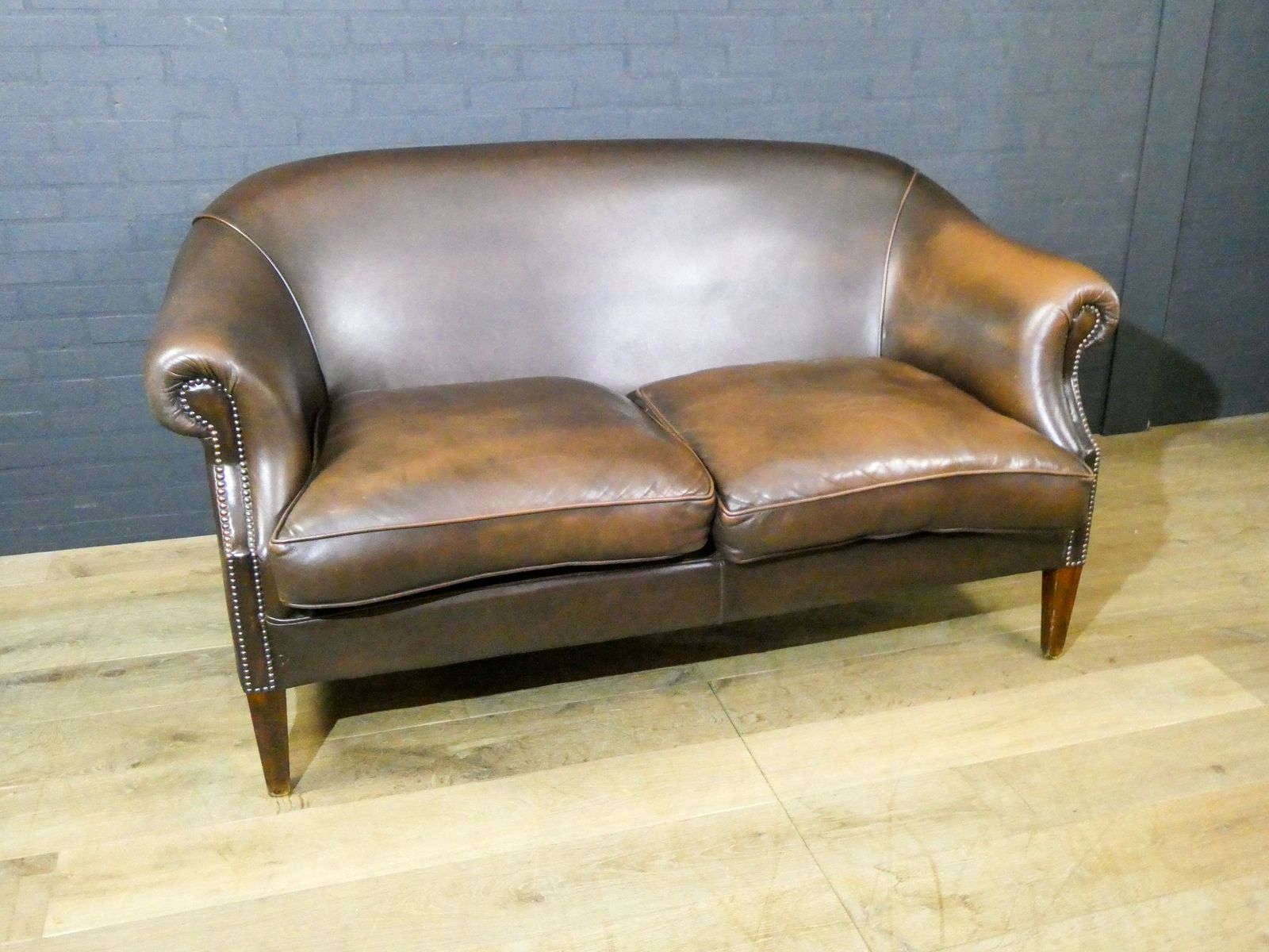 2 Seater Leather Sofa In Dark Brown photo furniture