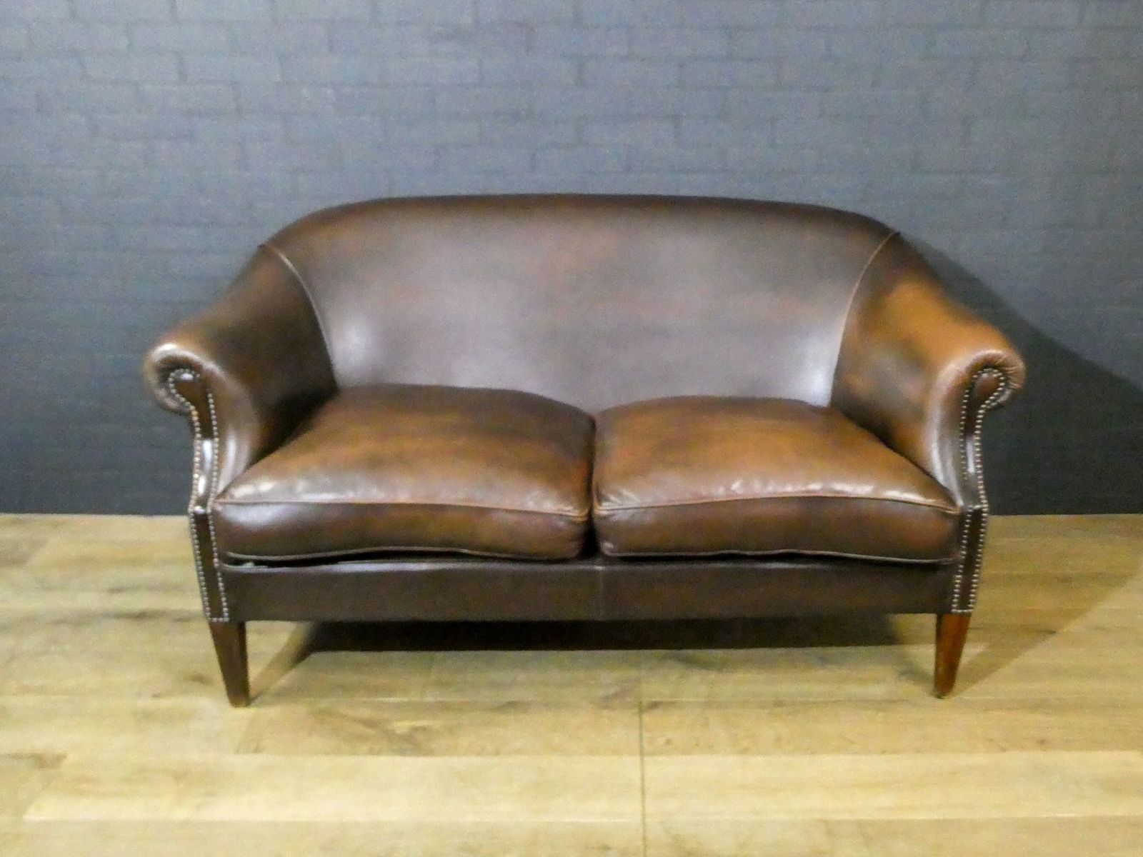 2 Seater Leather Sofa In Dark Brown photo Furniture
