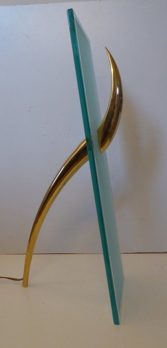 Table Lamp + Sconce Richard Derquet Lucien Gau France Antilope Large Format, 1980s, Set Of 2 photo Lighting