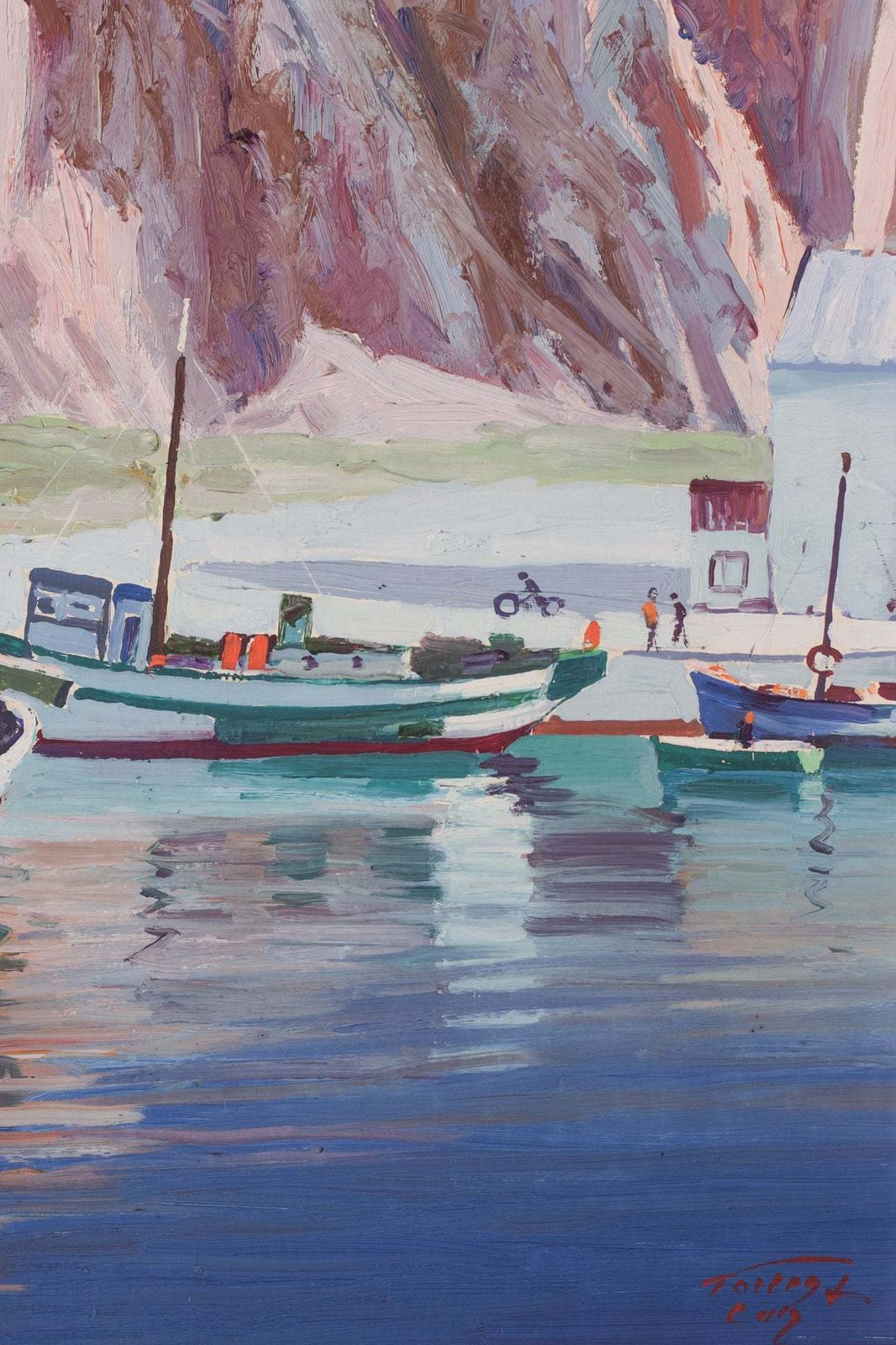 Ricard Tarrega Viladoms – Post Impressionistisch Landschap Met Boten photo 814.0
