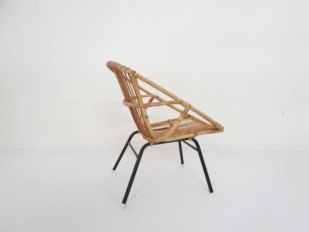 Rohe Noordwolde Rattan And Metal Lounge Chair, The Netherlands 1950's photo 346.944