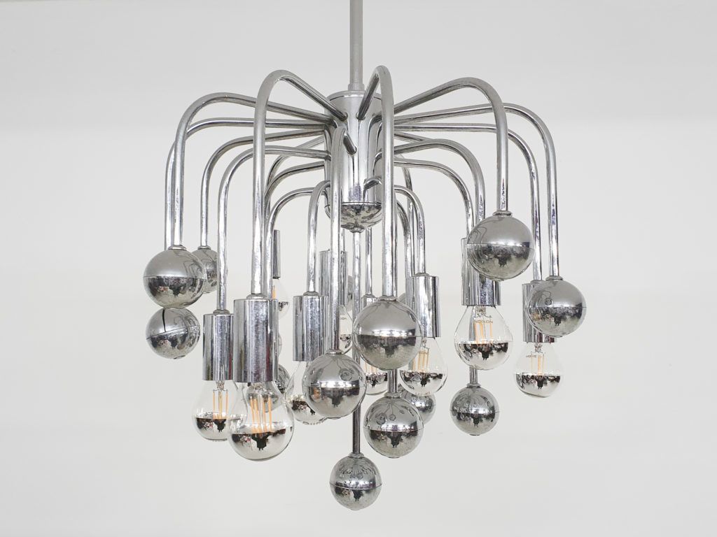 photo for sale Set Van Twee Zilveren "Sputnik" Design Hanglampen