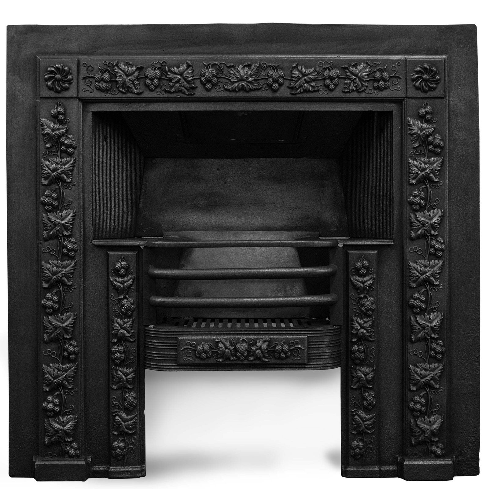 Antique Ornate Georgian Cast Iron Hob Grate Insert