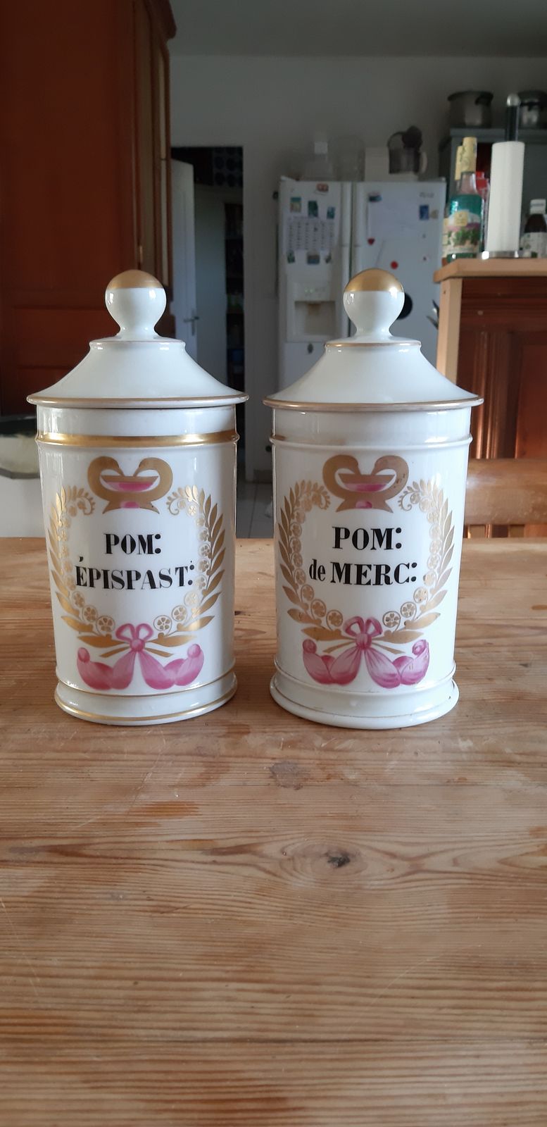Pair Of 19th Century Mehun Porcelain Pharmacy Jar