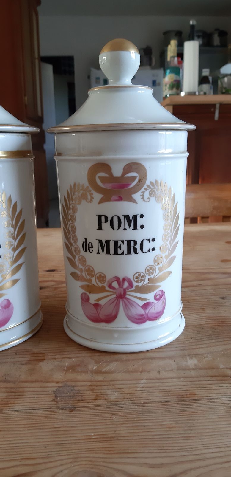 Pair Of 19th Century Mehun Porcelain Pharmacy Jar photo for sale