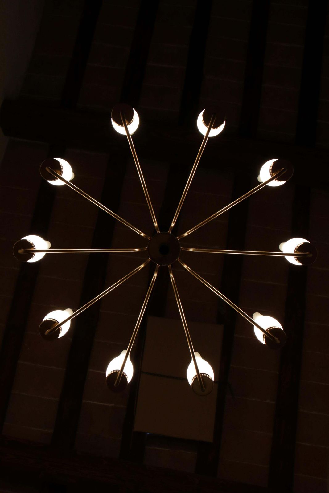 Lighting Italian Mid Century Modern Ten Lights Chandelier Attributer To Stilnovo, 1950s photo