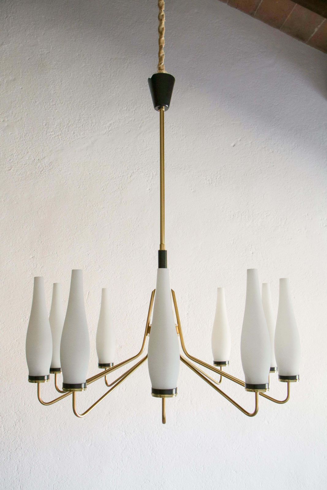 3100.0 Italian Mid Century Modern Ten Lights Chandelier Attributer To Stilnovo, 1950s photo