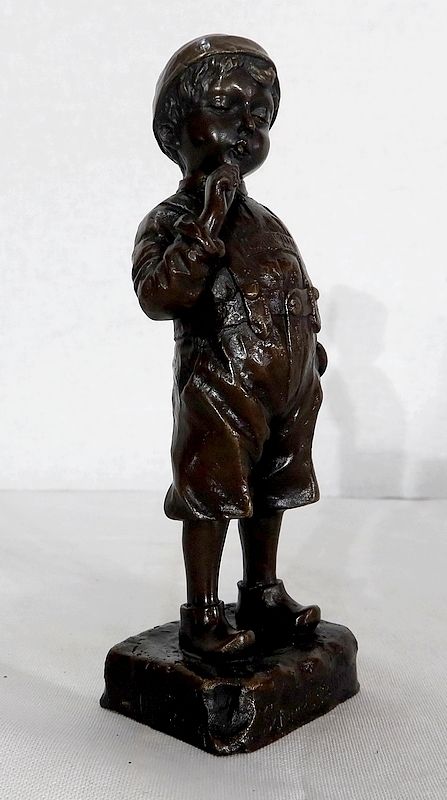 Bronze  "The Little Smocker"  By J. Schmidt Felling, 19th Century photo furniture
