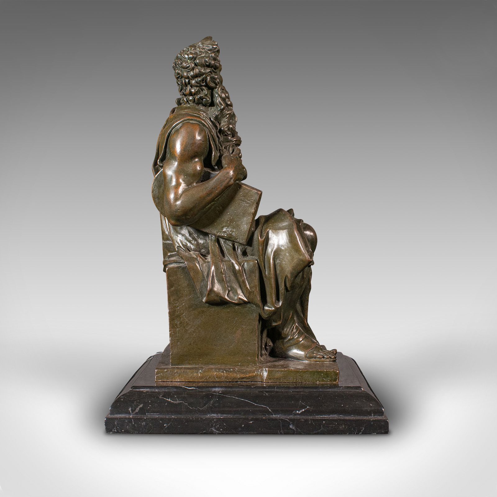 Vintage Decorative Figure Of Moses, English, Bronze, Statue, After Michelangelo photo Art