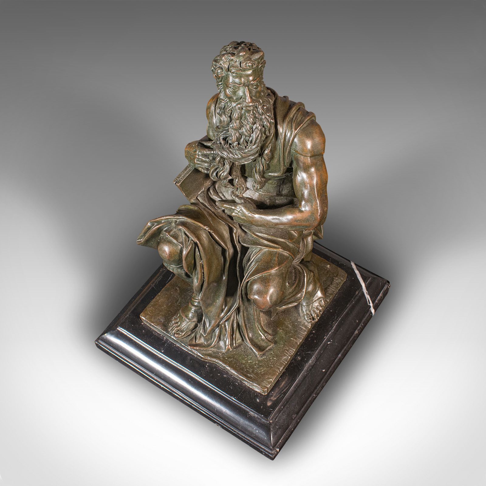 Vintage Decorative Figure Of Moses, English, Bronze, Statue, After Michelangelo photo buy