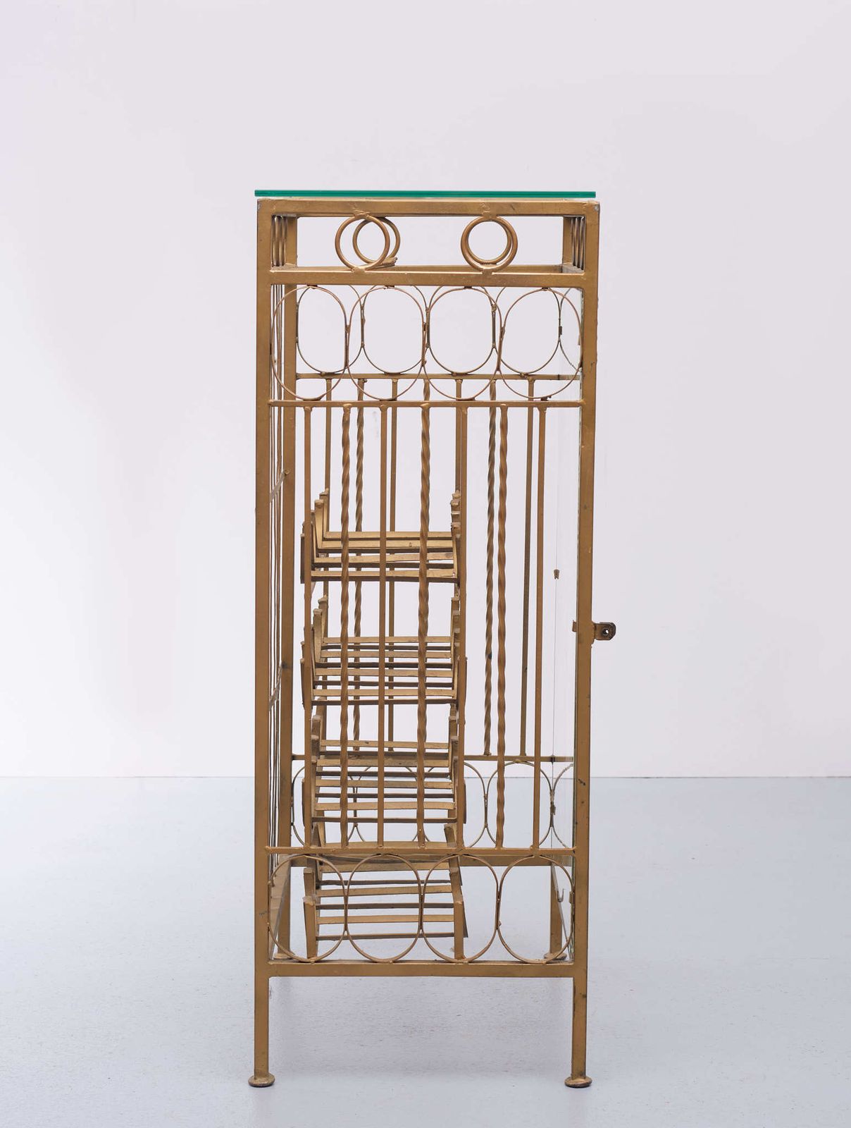 Gold Metal Wine Rack Or Cocktail Bar, 1950s, Italy photo vintage
