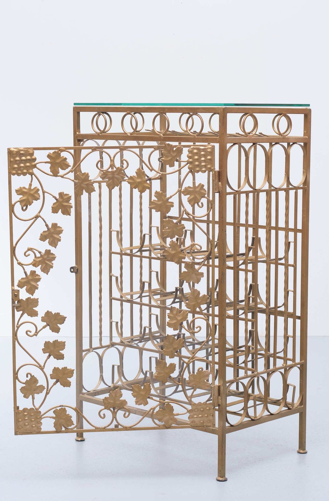 photo furniture Gold Metal Wine Rack Or Cocktail Bar, 1950s, Italy