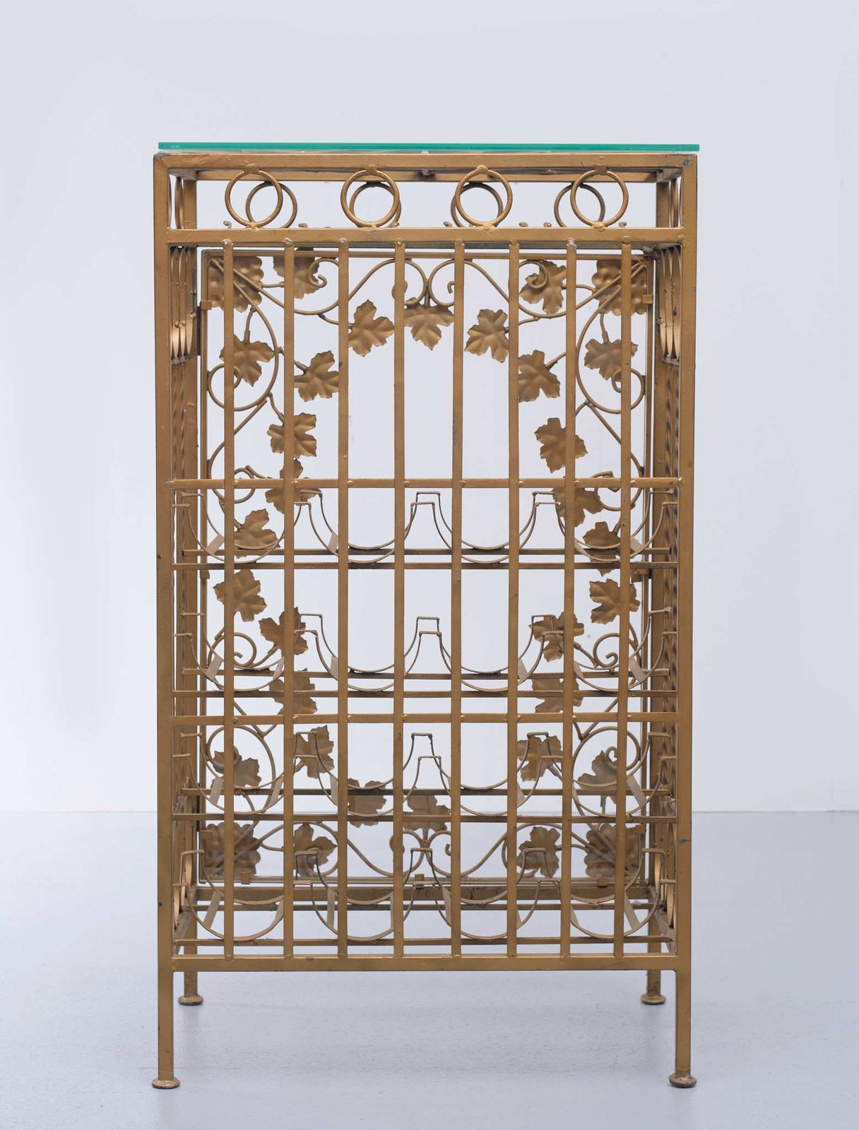 photo vinterior Gold Metal Wine Rack Or Cocktail Bar, 1950s, Italy