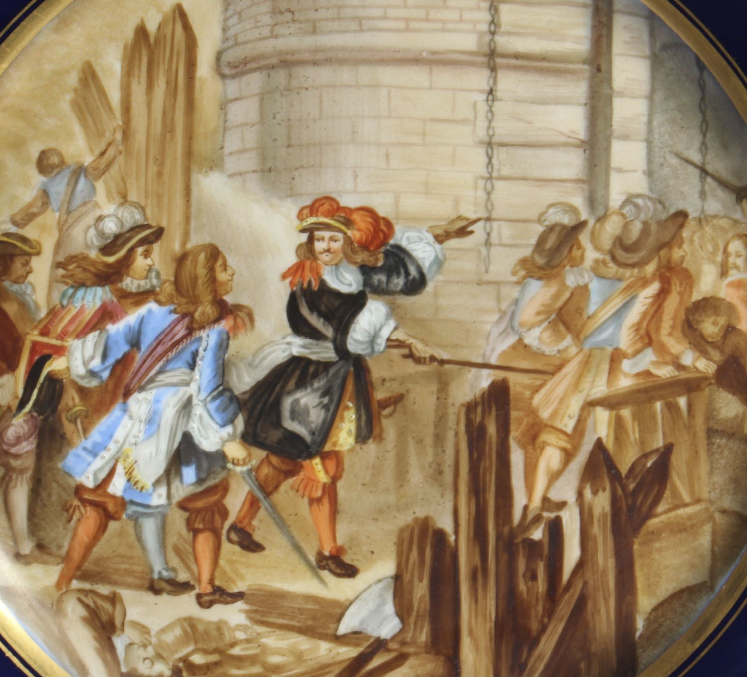 Antique French Sevres Porcelain Gilt Plate "Prise De Valence" 19th C photo furniture
