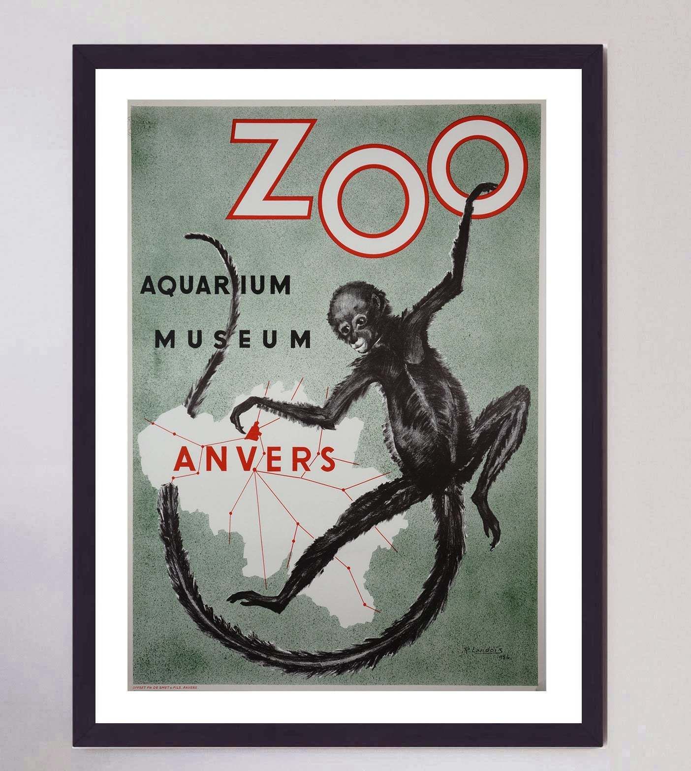 Antwerp Zoo Monkey Original Vintage Poster photo furniture