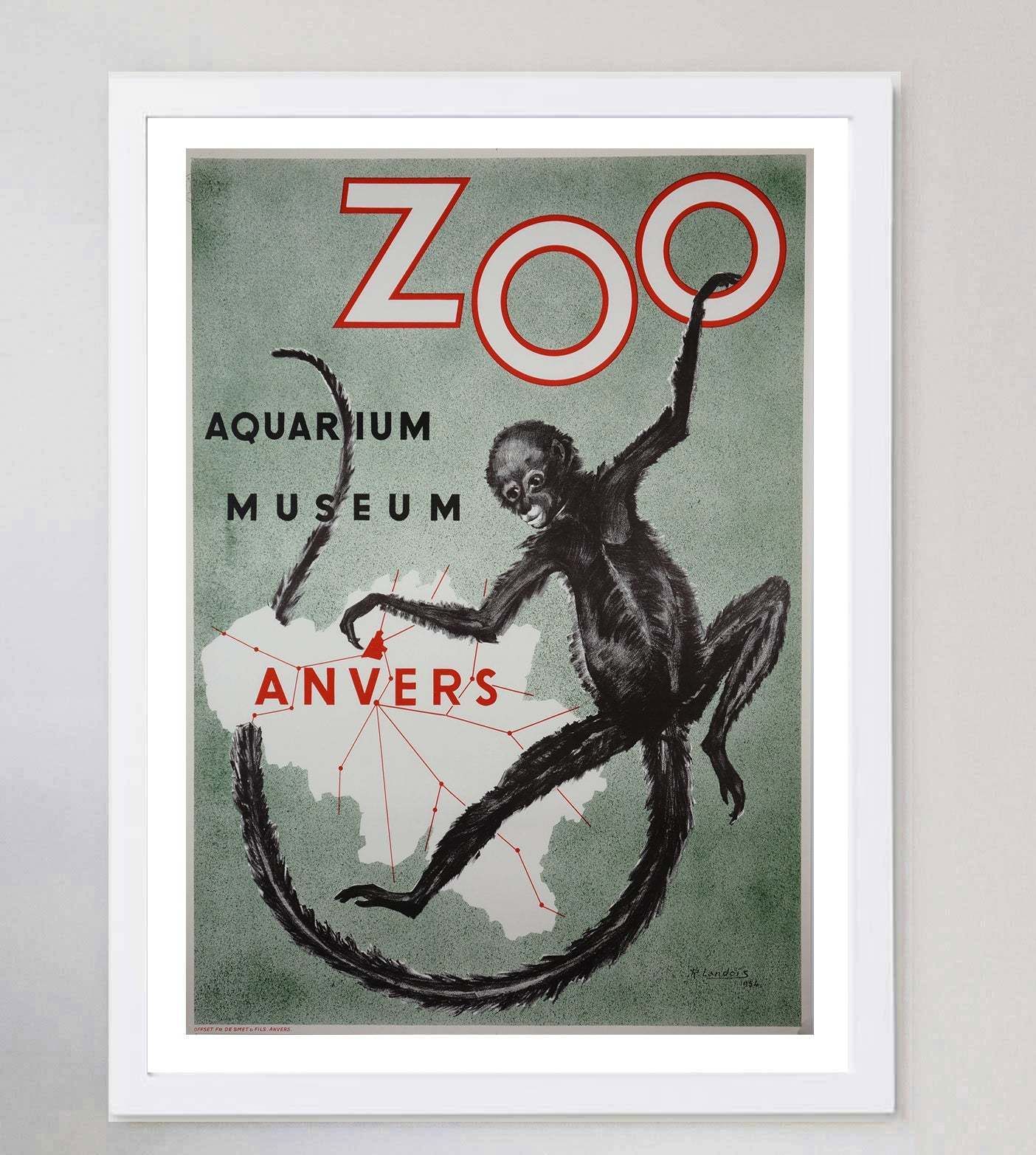 Antwerp Zoo Monkey Original Vintage Poster photo for sale