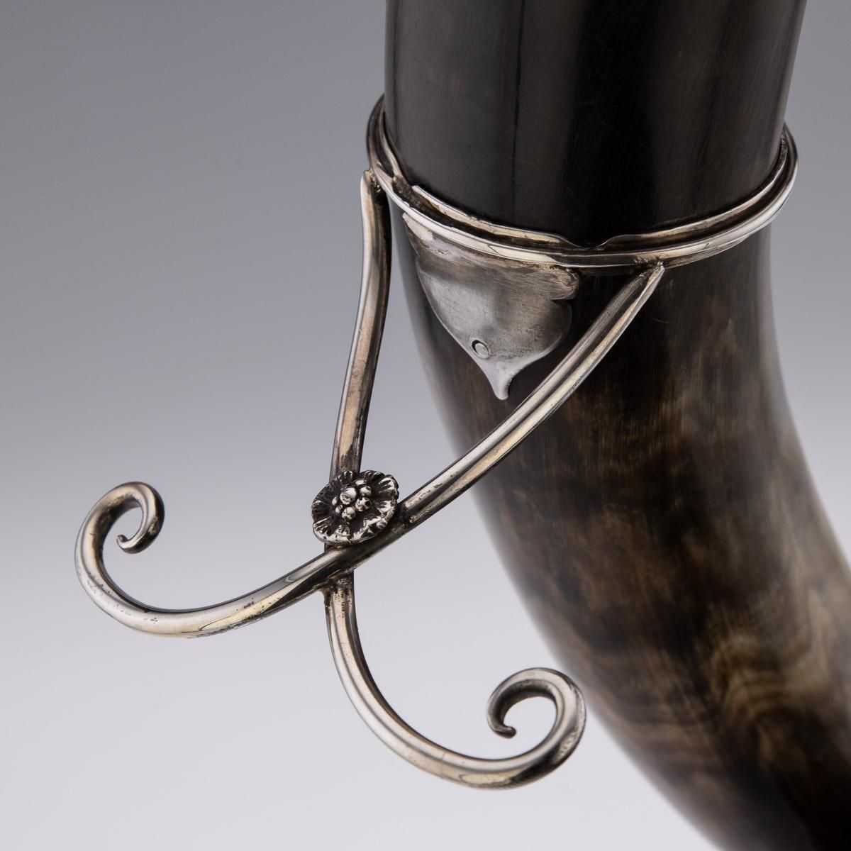 photo buy 19th Century Scottish Horn, Banded Agate & Solid Silver Table Snuff Mull, C.1870