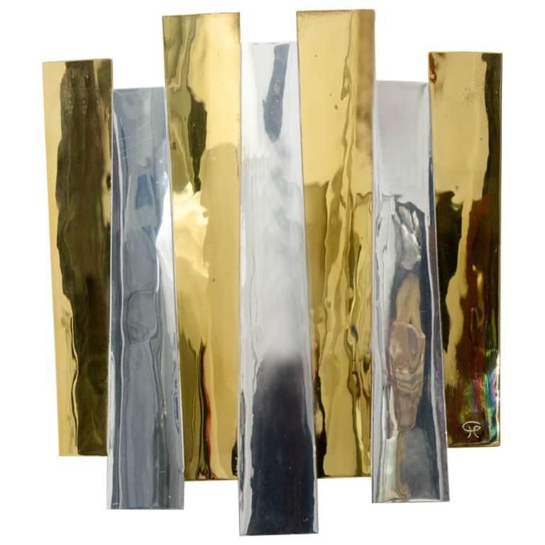 Fantastic Sconce By Henri Perrichaud, Brassware, Circa 1960, Unique Piece