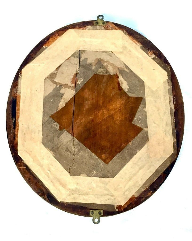 Antique Victorian Wooden Framed Black & Gold Oval Wall Mirror / Art Nouveau photo buy
