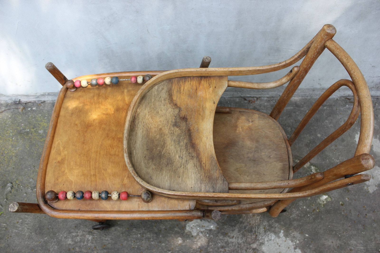 30s Children's High Chair Convertible With Folding Mechanism, Metamorphosis Baby Chair, Victorian Movie Or Photo Props photo vinterior
