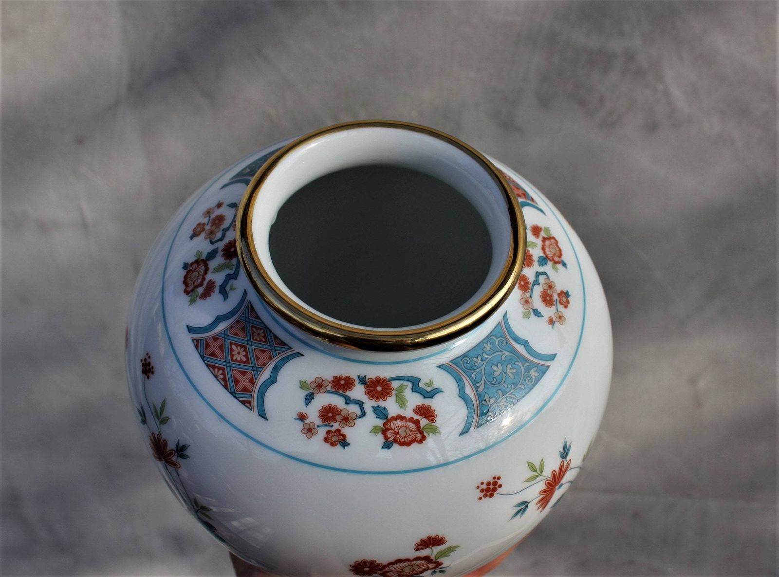 Japanese Porcelain Vase Asian White Vase Hand Painted Floral Vase Porcelain photo Home Decor