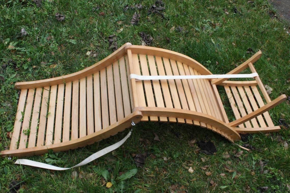 Outdoor Teak Wood Folding Lounge Chair, Compact And Easy To Carry Camping Furniture Beach Lounge Chair photo vintage