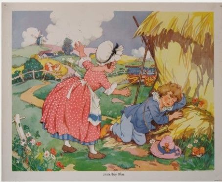 Little Boy Blue Mid 20th Century 1950s Educational Poster