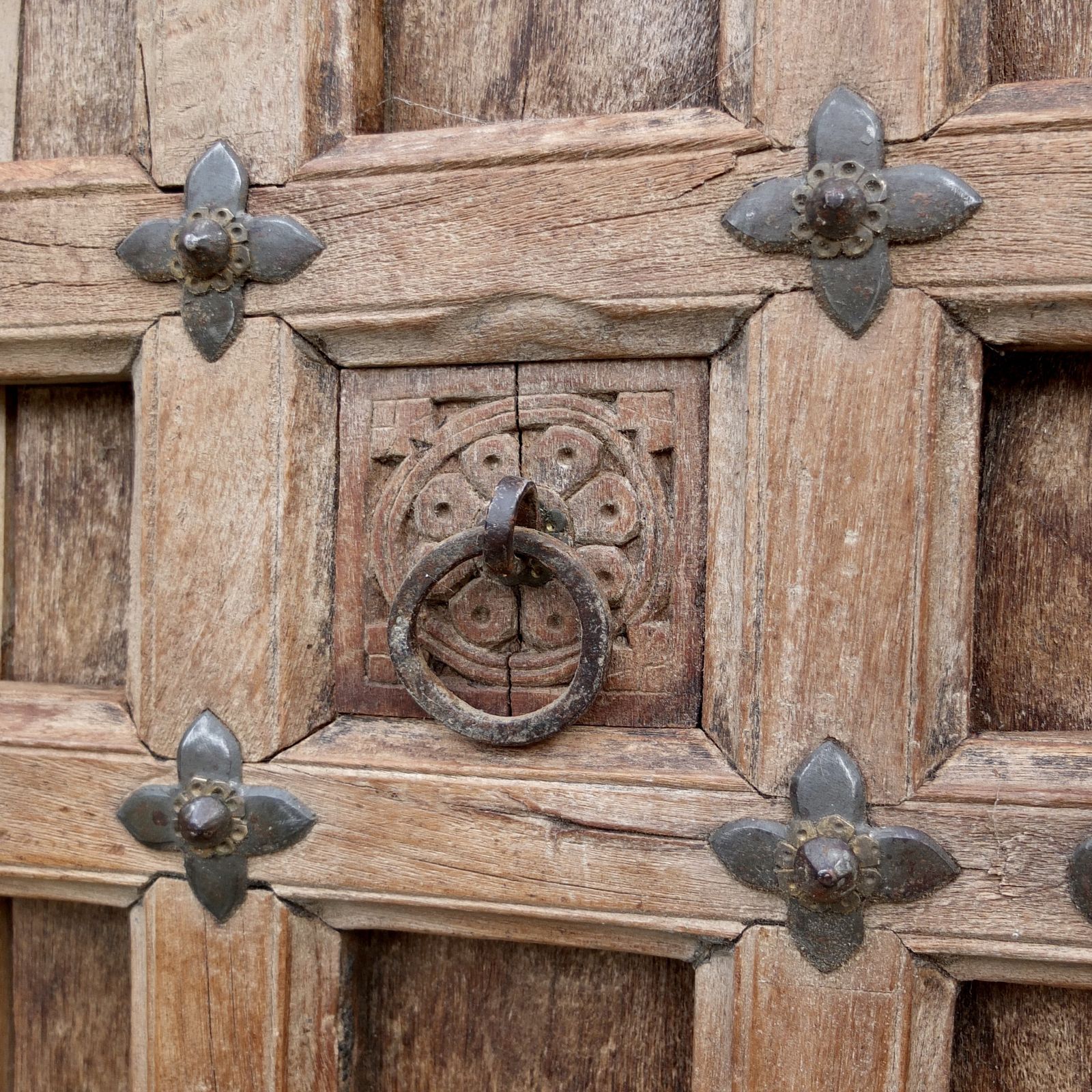 A Stunning Pair Of Large Antique Indian Studded Panelled Wooden Doors photo furniture