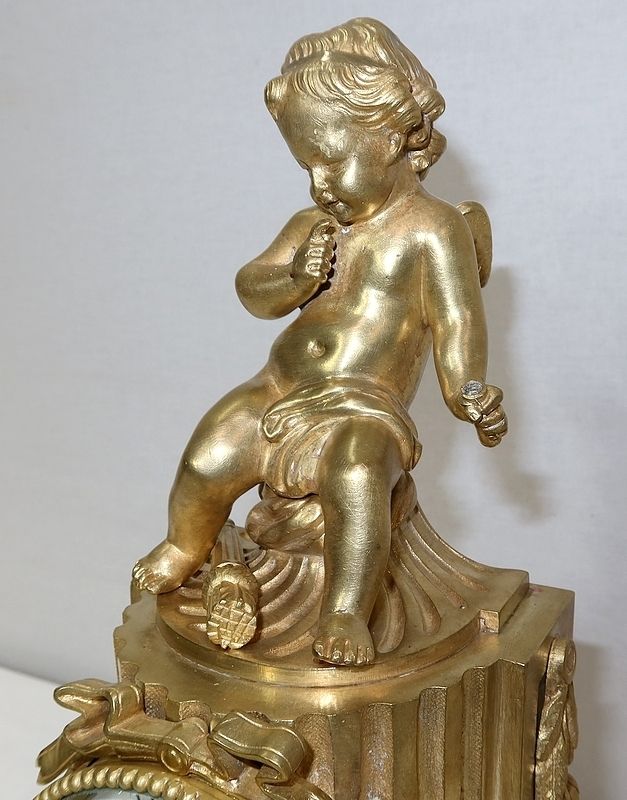 Gilt Bronze Clock, Louis XVI Style, Napoleon III Period, Mid 19th Century photo vinterior