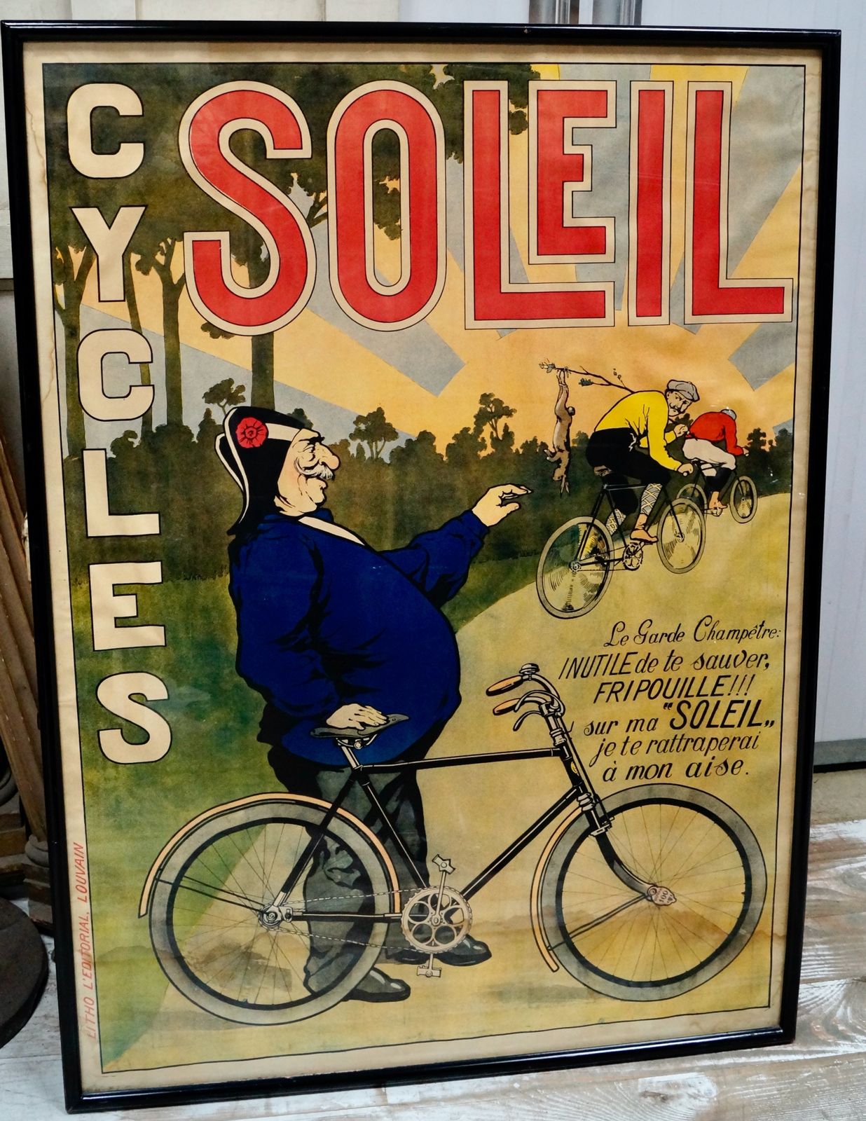 Antique French “Soleil Cycles” Advertising Poster photo Art