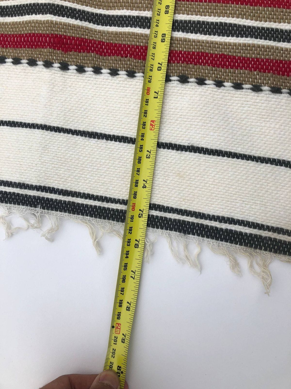 L Handmade (#1) Striped Vintage Algerian Area Rug   Berber Ethnic 194 X 122 Cm photo for sale