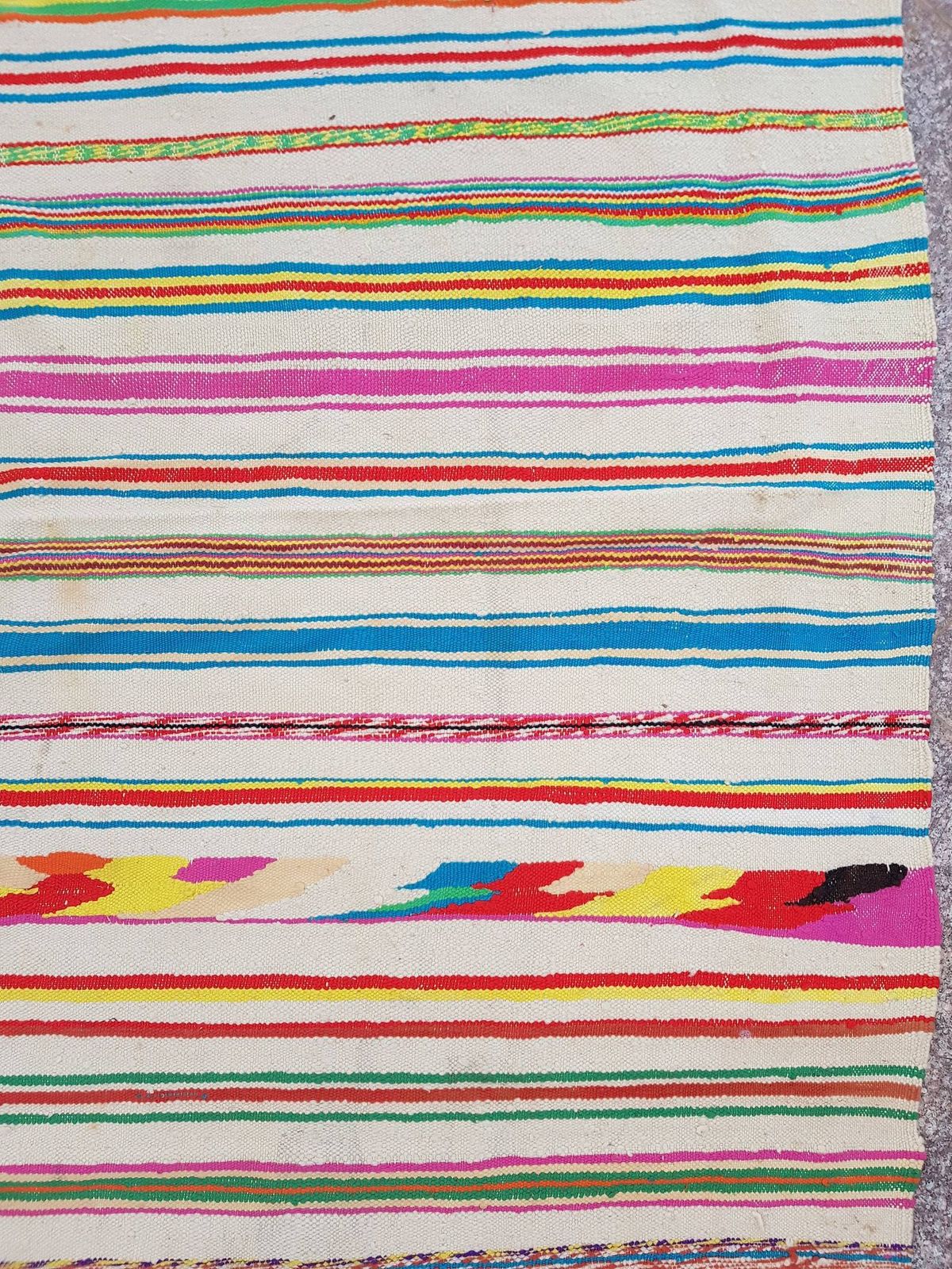 Xl Handmade Striped Vintage Algerian Area Rug   Berber Ethnic Carpet 200 X 193cm photo for sale