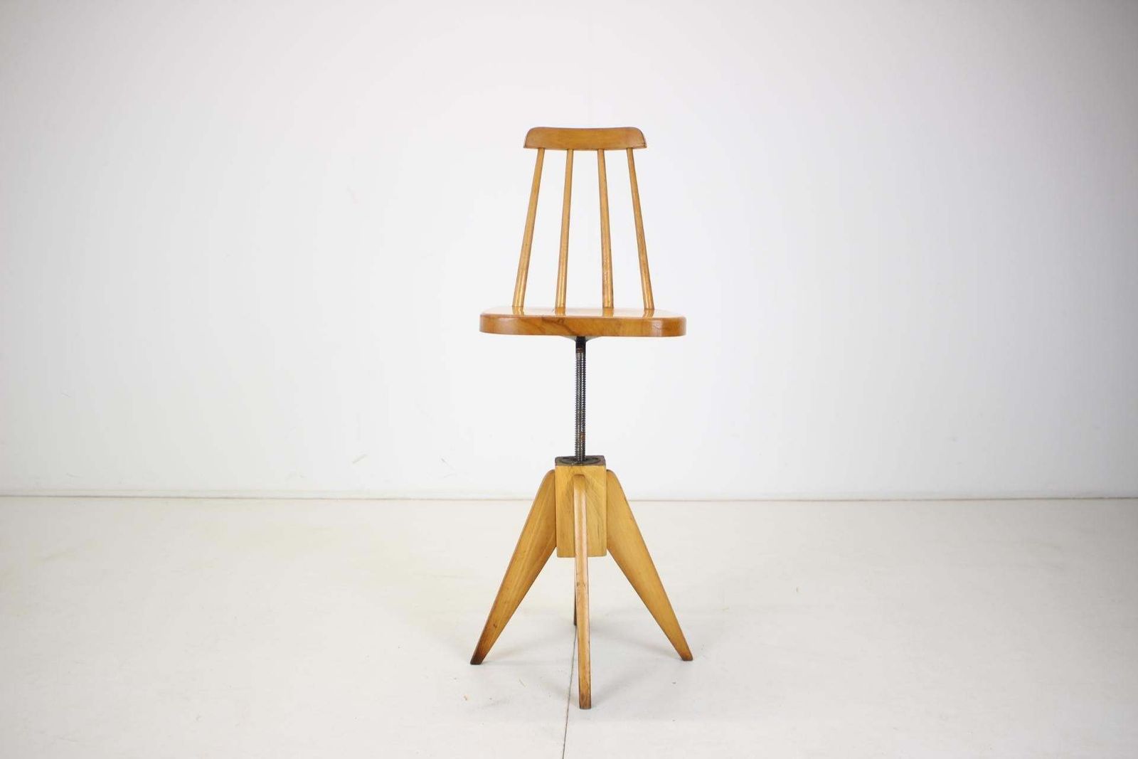 photo furniture Midcentury Wood Revolving Chair, Czechoslovakia, 1970s