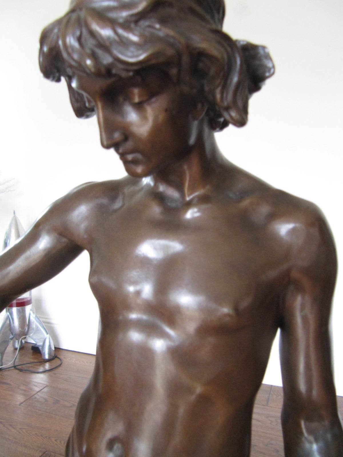 Large 19th C Bronze Figure   Adrien Etienne Gaudez (1845 1902) Impressive Bronze Sculpture Of A Gladiator photo for sale