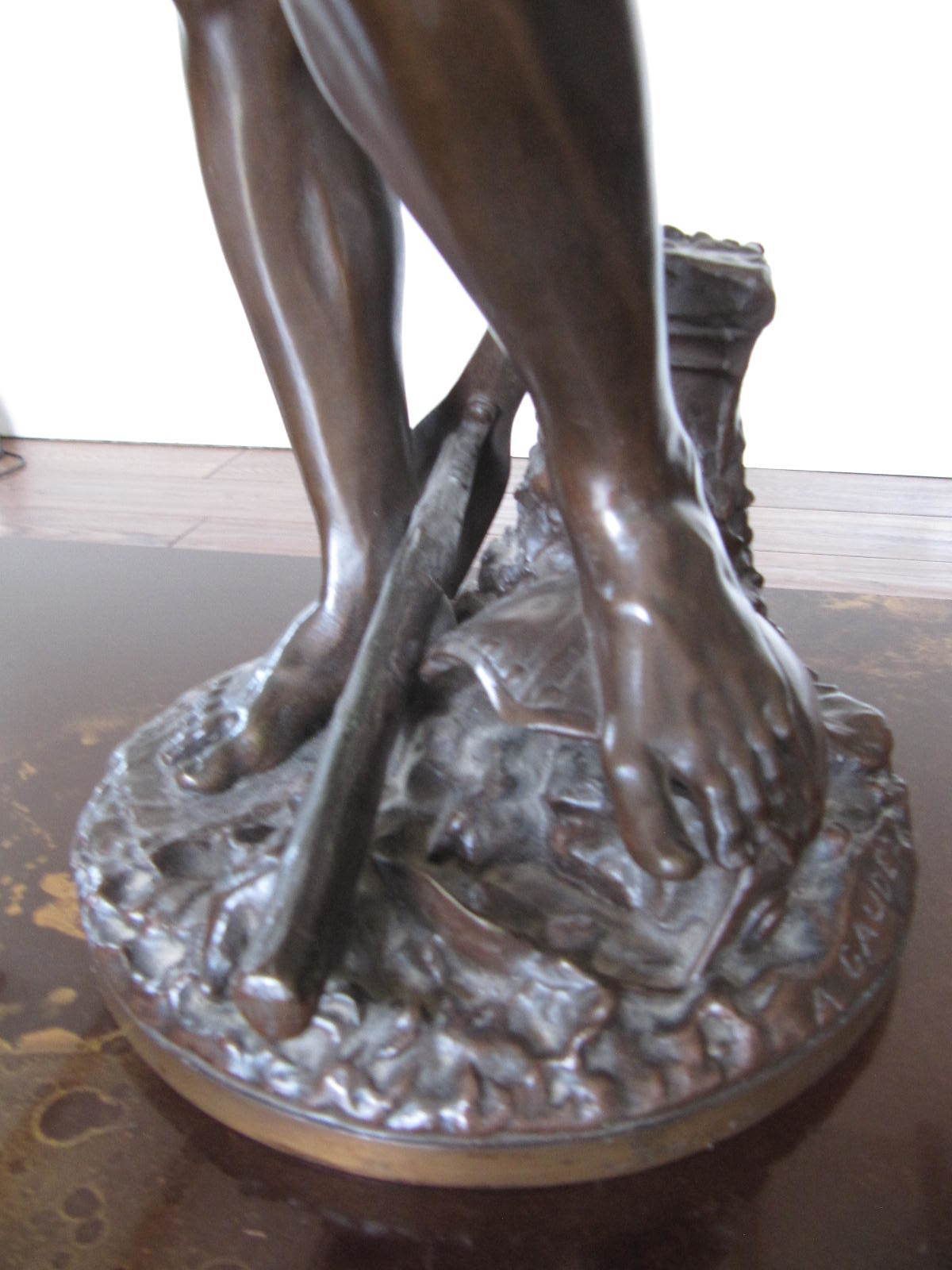 Large 19th C Bronze Figure   Adrien Etienne Gaudez (1845 1902) Impressive Bronze Sculpture Of A Gladiator photo vinterior