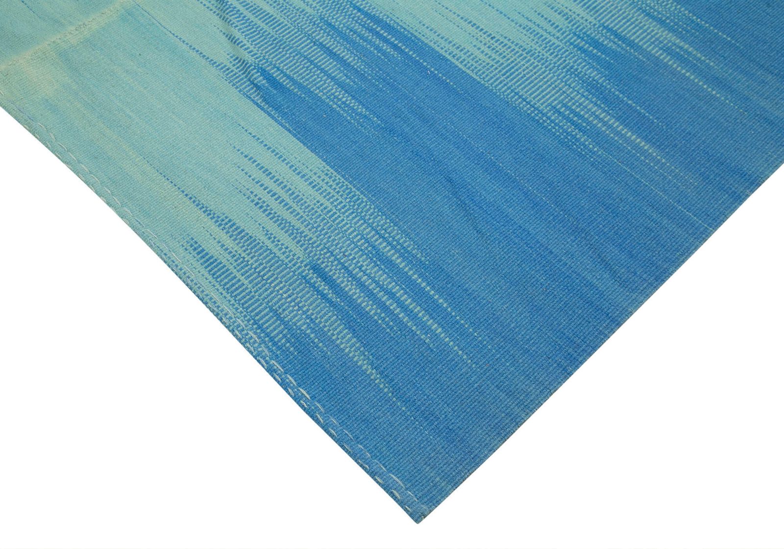 Turkish Handmade 2000s 208 Cm X 266 Cm Blue Modern Design Kilim Rug photo Textiles