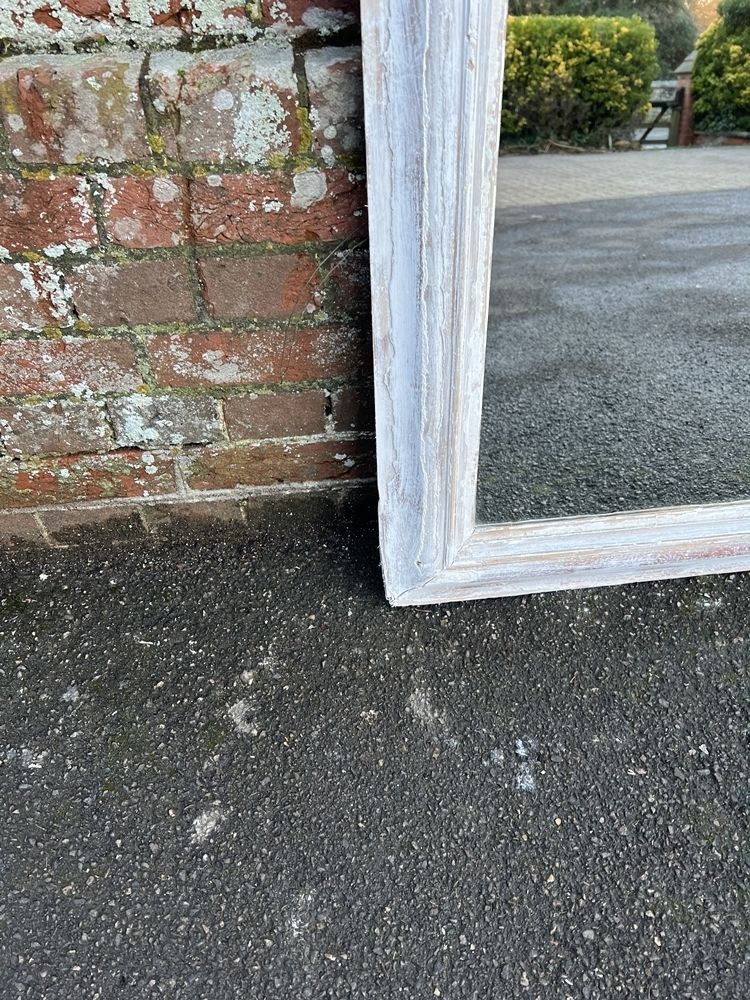 A Highly Useful Size Antique French 19th Century Carved Wood & Gesso Distressed Painted Mirror photo for sale