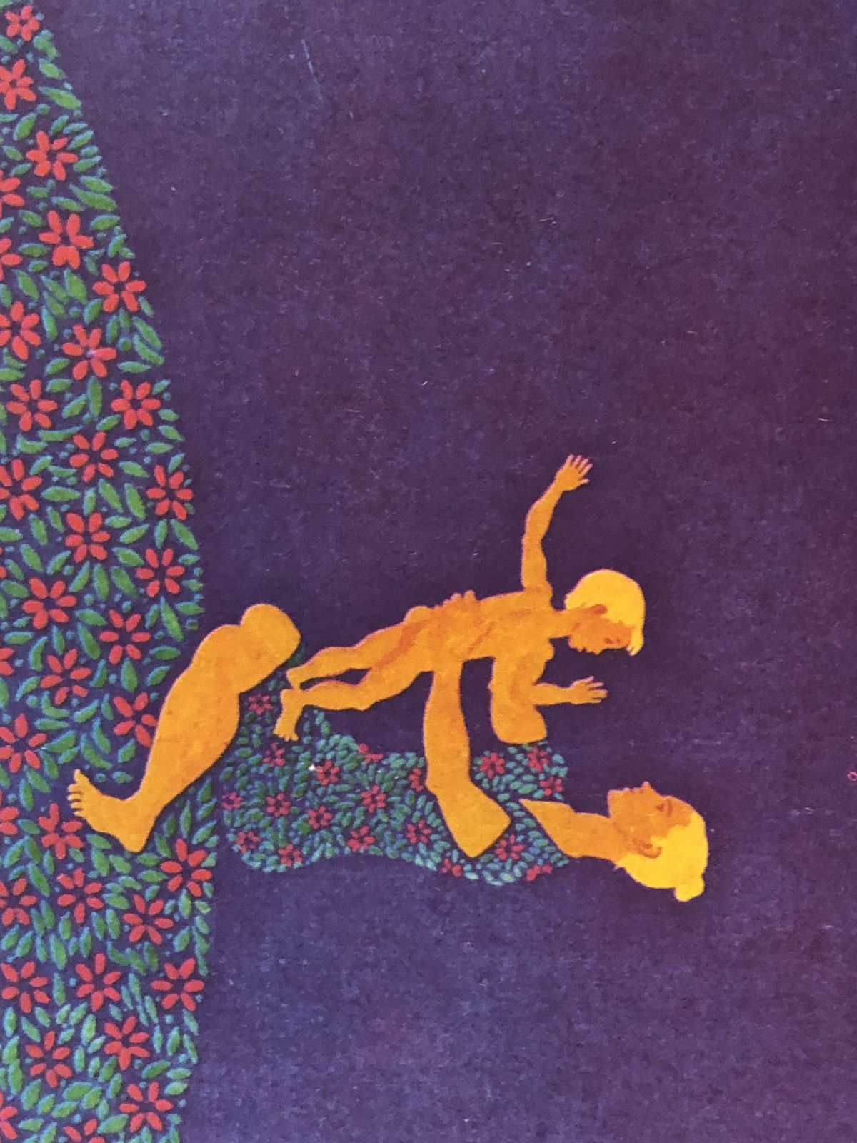 Russian Propaganda Poster Original 1983, Woman Holding A Child On Purple photo for sale