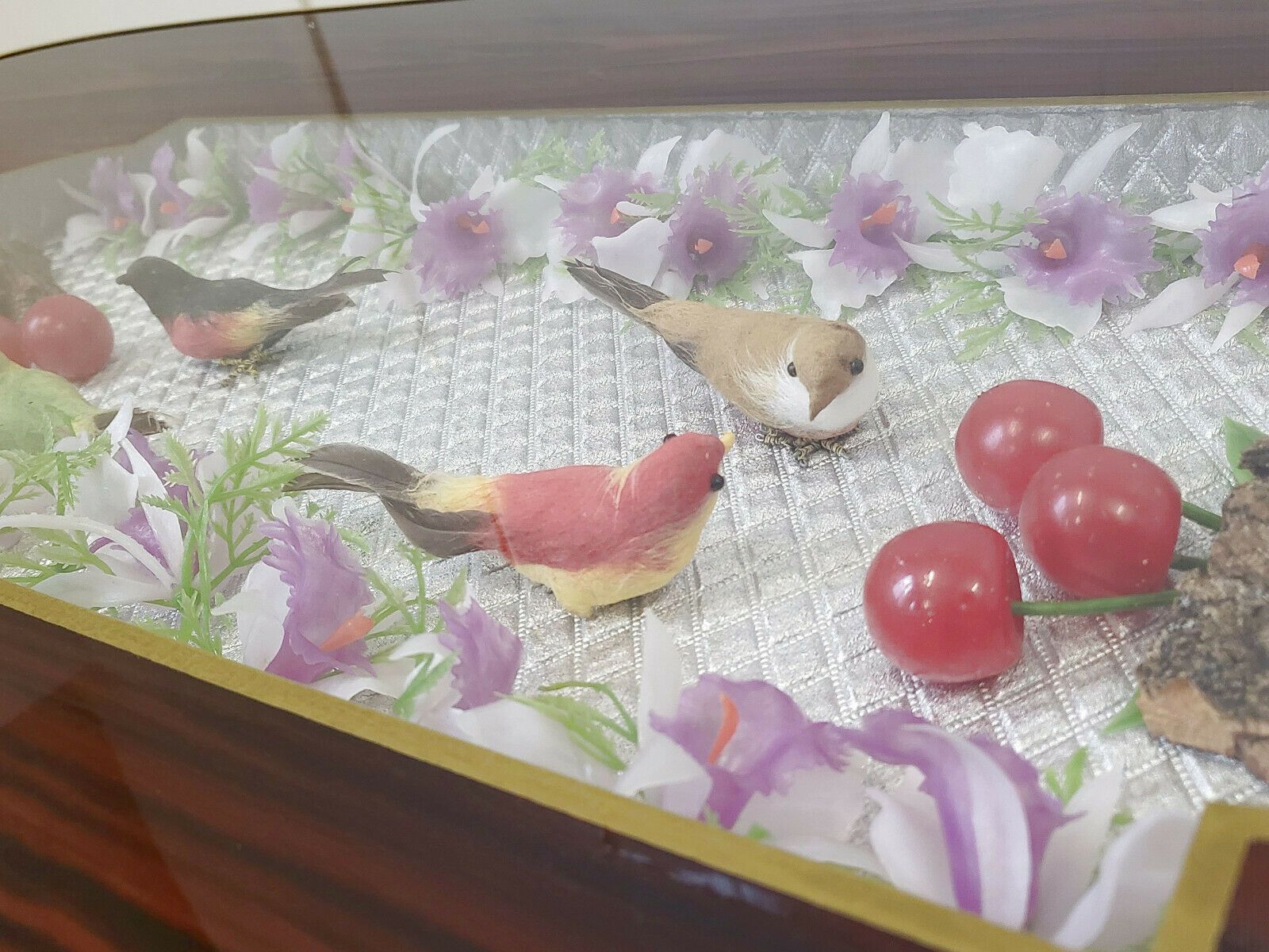 photo for sale Table Basse Aux Oiseaux 1960 Vintage En Bois Verre & Formica 60s 1960s Annees 60