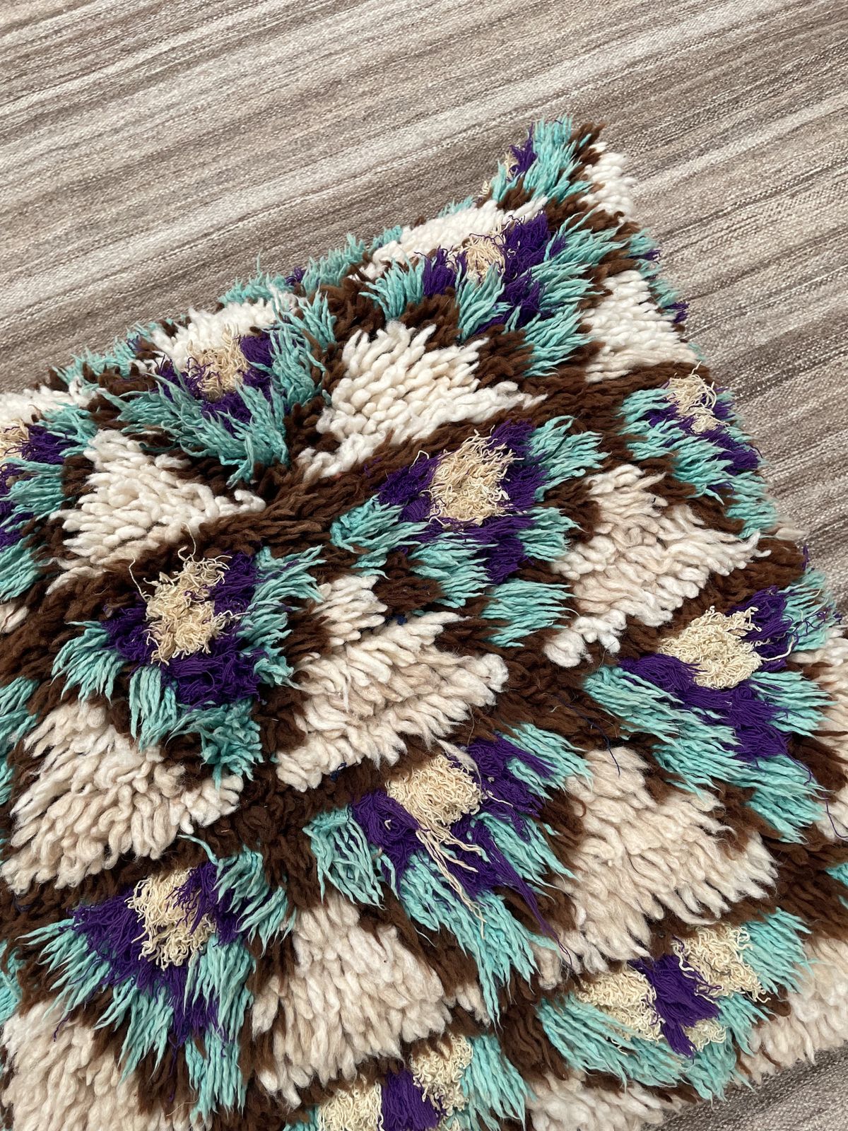 Vintage Boucherouite Floor Cushion (70x70cm) photo for sale