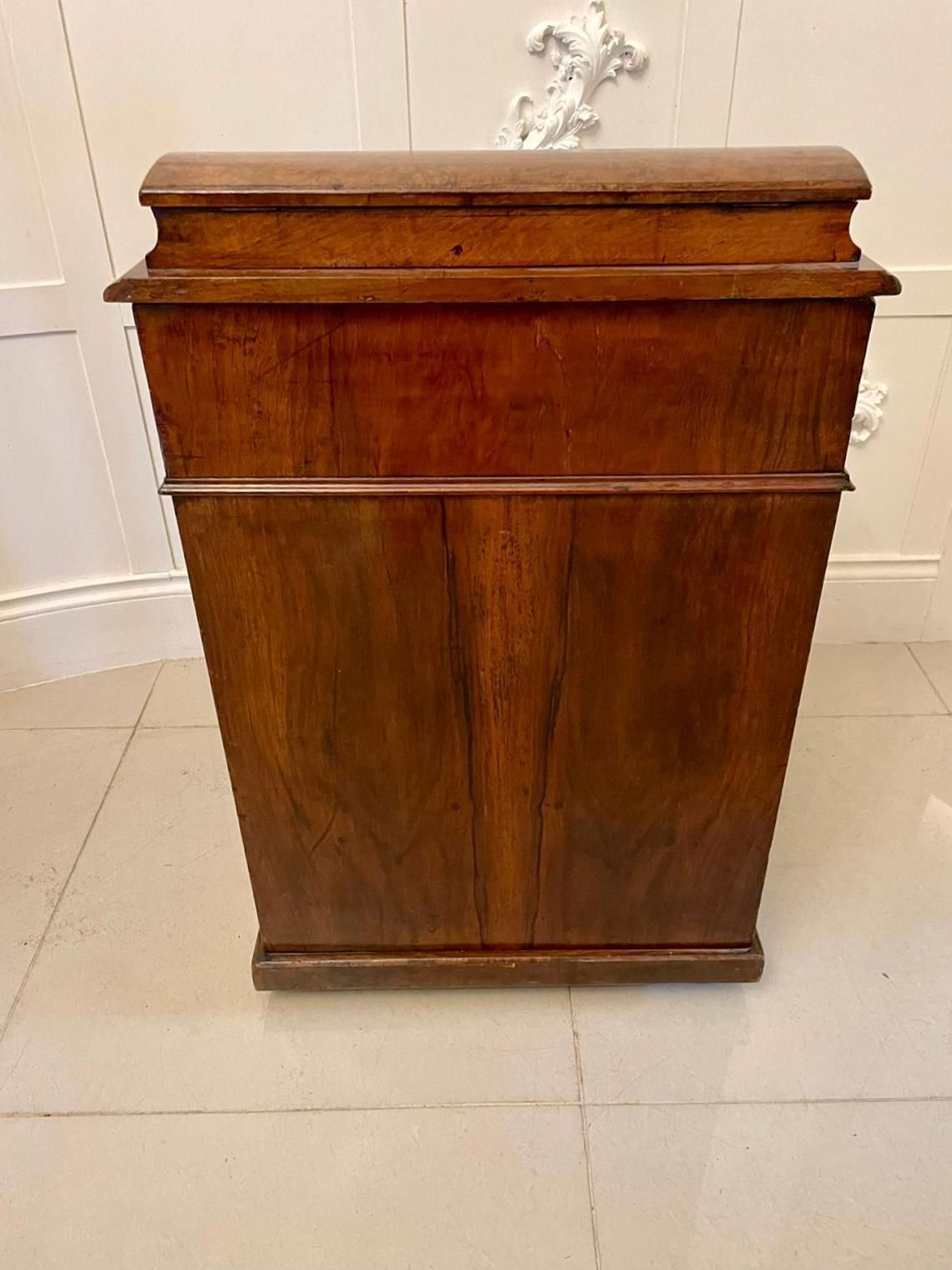 Antique Victorian Quality Burr Walnut Inlaid Freestanding Davenport photo for sale