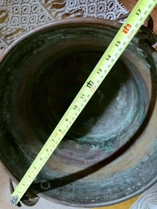 Garden Decor Antique Rustic French Hammered Copper Flower Pot Log Fireplace Display photo