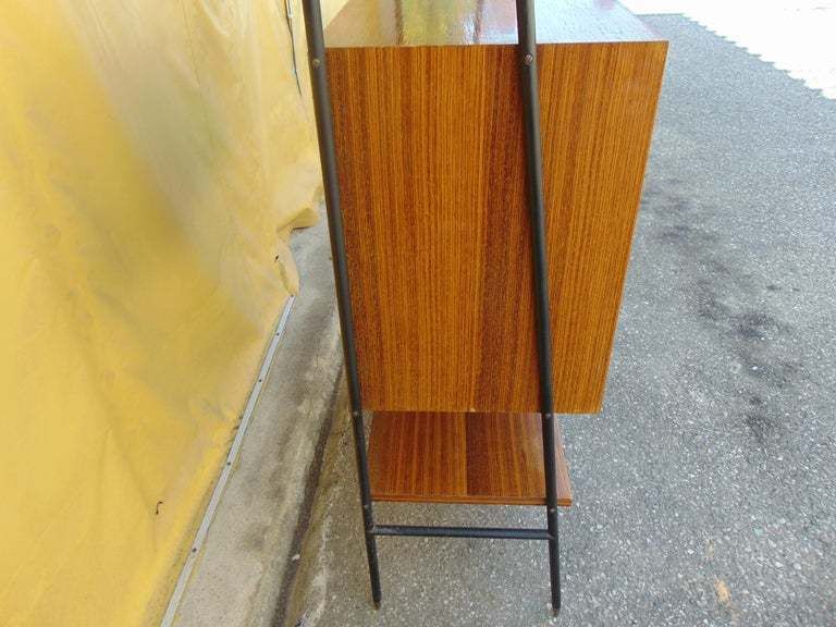 Midcentury Wooden And Black Metal Italian Wall Unit, 1950s photo buy