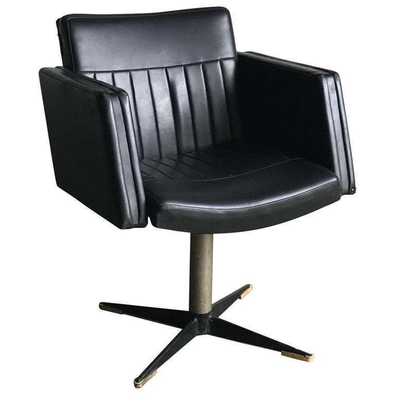 Swivel Club Chair With Metal, Czechoslovakia, Circa 1960