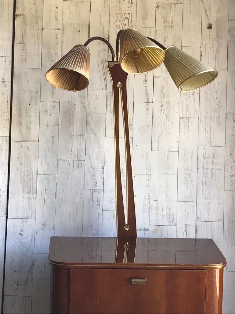 photo vinterior Art Deco 1950s Walnut Drinks Bar Cocktail Liquor Cabinet With Lamp Stand