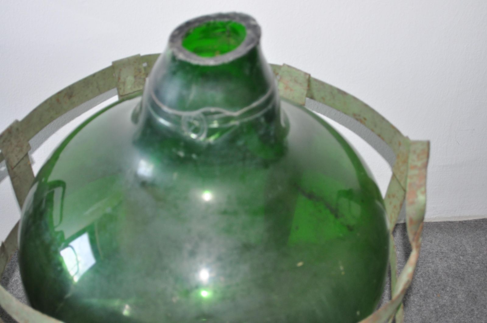 Hand Blown Demijohn In Vintners Metal Basket, 1920 photo Home Decor